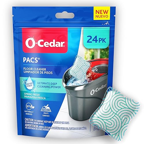 O-Cedar PACS Hard Floor Cleaner, Spring Fresh Scent 24 Count (1-Pack) | Made with Naturally-Derived Ingredients | Safe to Use on All Hard Floors |