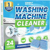Clean Elements Washing Machine Cleaner Tablets 24 Pack - Deep Cleaning Descaler for HE, Front & Top Load Washers - Septic Safe, Eco-Friendly