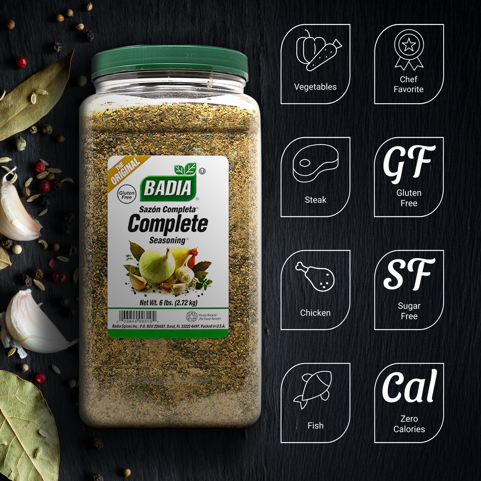 Badia Complete Seasoning, 96 oz - All-Purpose Spice Blend of Garlic, Onion, Salt, Pepper, Herbs & Spices - Savory Signature Blend
