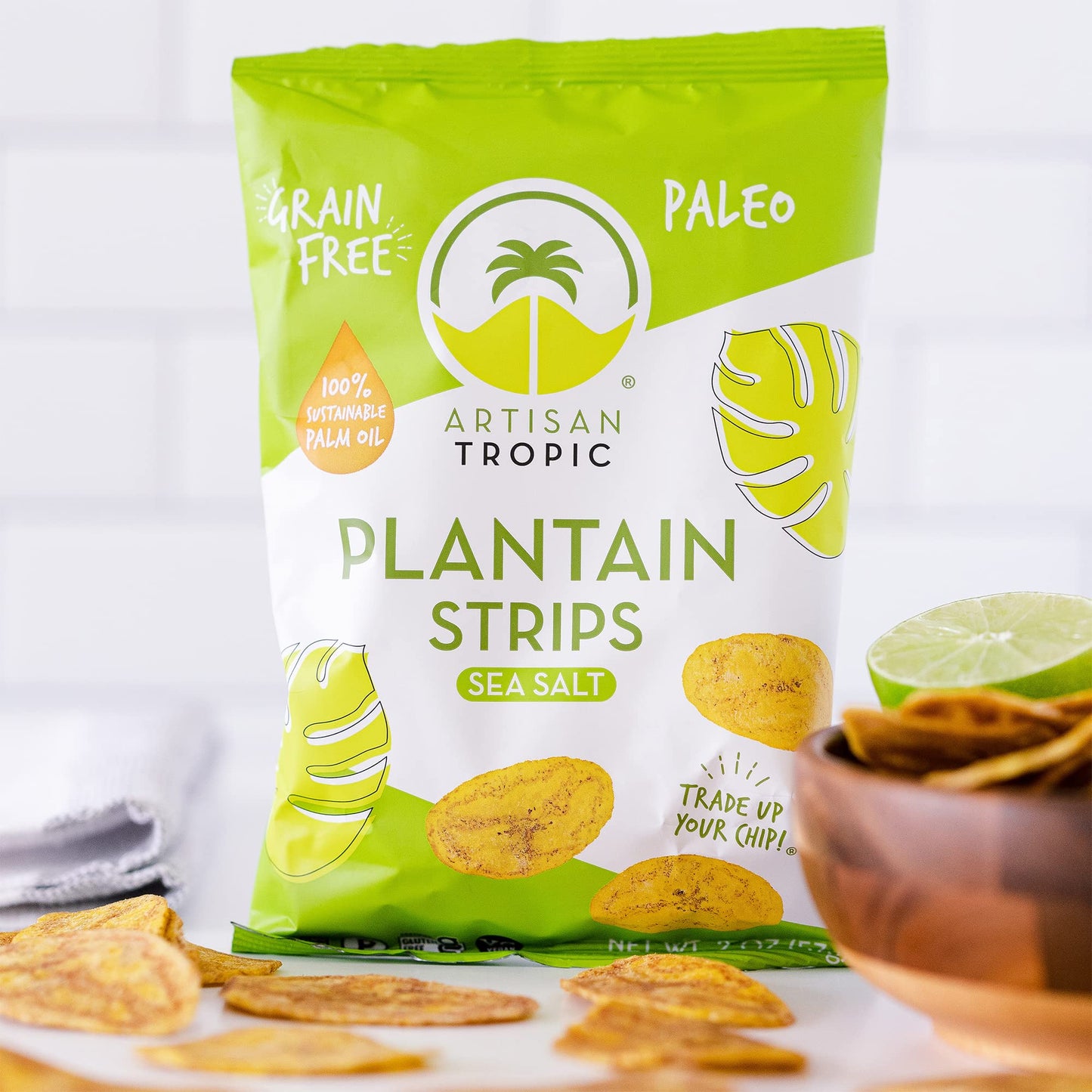 ARTISAN TROPIC Plantain Strips Sea Salt - 8 Pack, 2oz - Vegan, Paleo, Gluten Free Chips - Individual Bags Healthy Snacks for School, Gym, Kids - Whole
