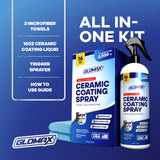 GLOMAX Home Ceramic Coating Spray Kit (16 oz) - Shine, Seal & Protect Stainless Steal, Glass, Kitchen & Bath Surfaces - Extremely Hydrophobic - Repels