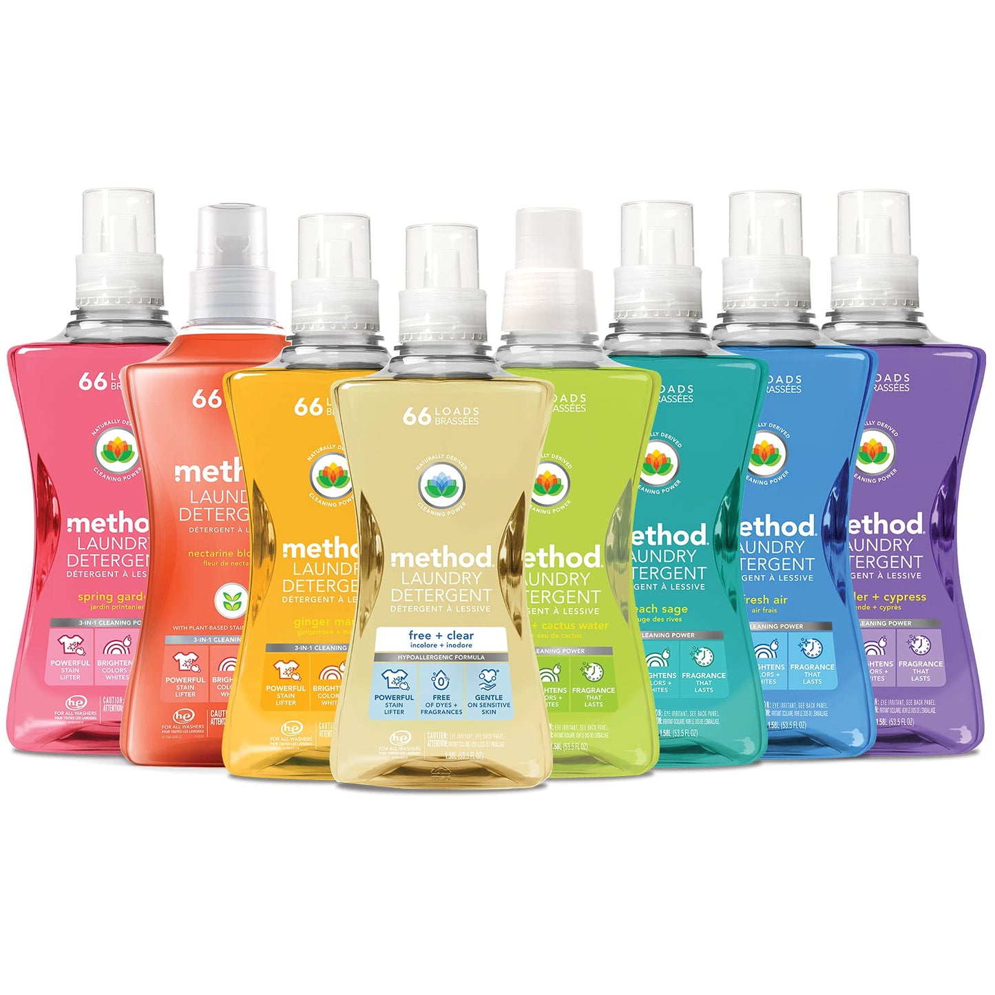 Method 01491 4X Concentrated Laundry Detergent Free & Clear 53.5 oz Bottle 4/Carton