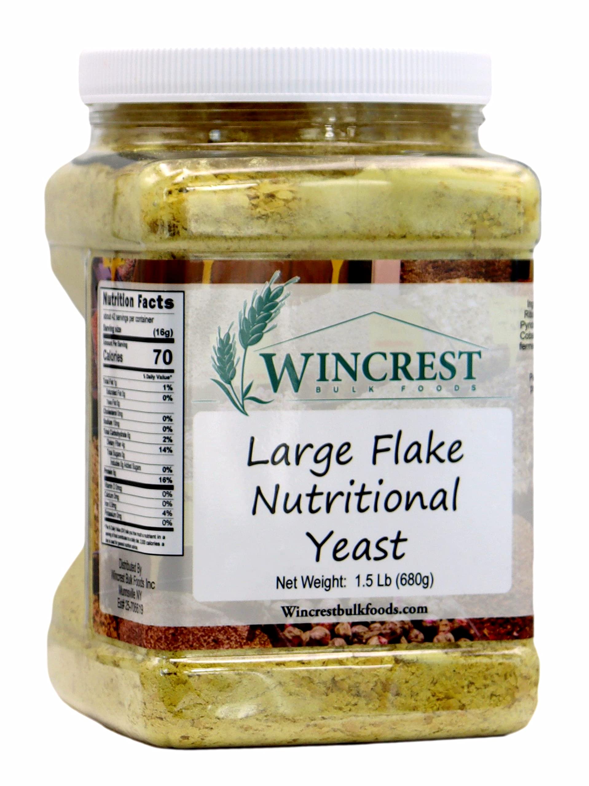 Large Nutritional Yeast Flakes - 1.5 Lb Economy Size Tub