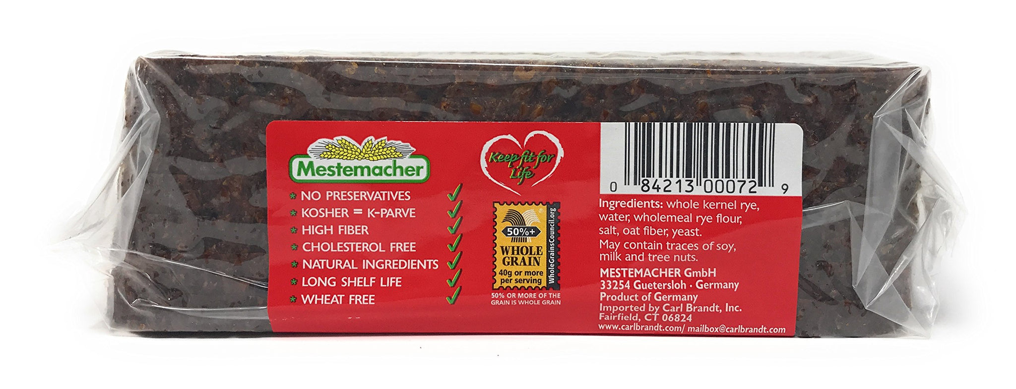 Mestemacher Natural High Fiber Bread Variety Pack - Fitness, Rye & Sunflower Seed - Whole Grain, Vegan, Non-GMO, Kosher - 17.6 oz Each (3-Pack)