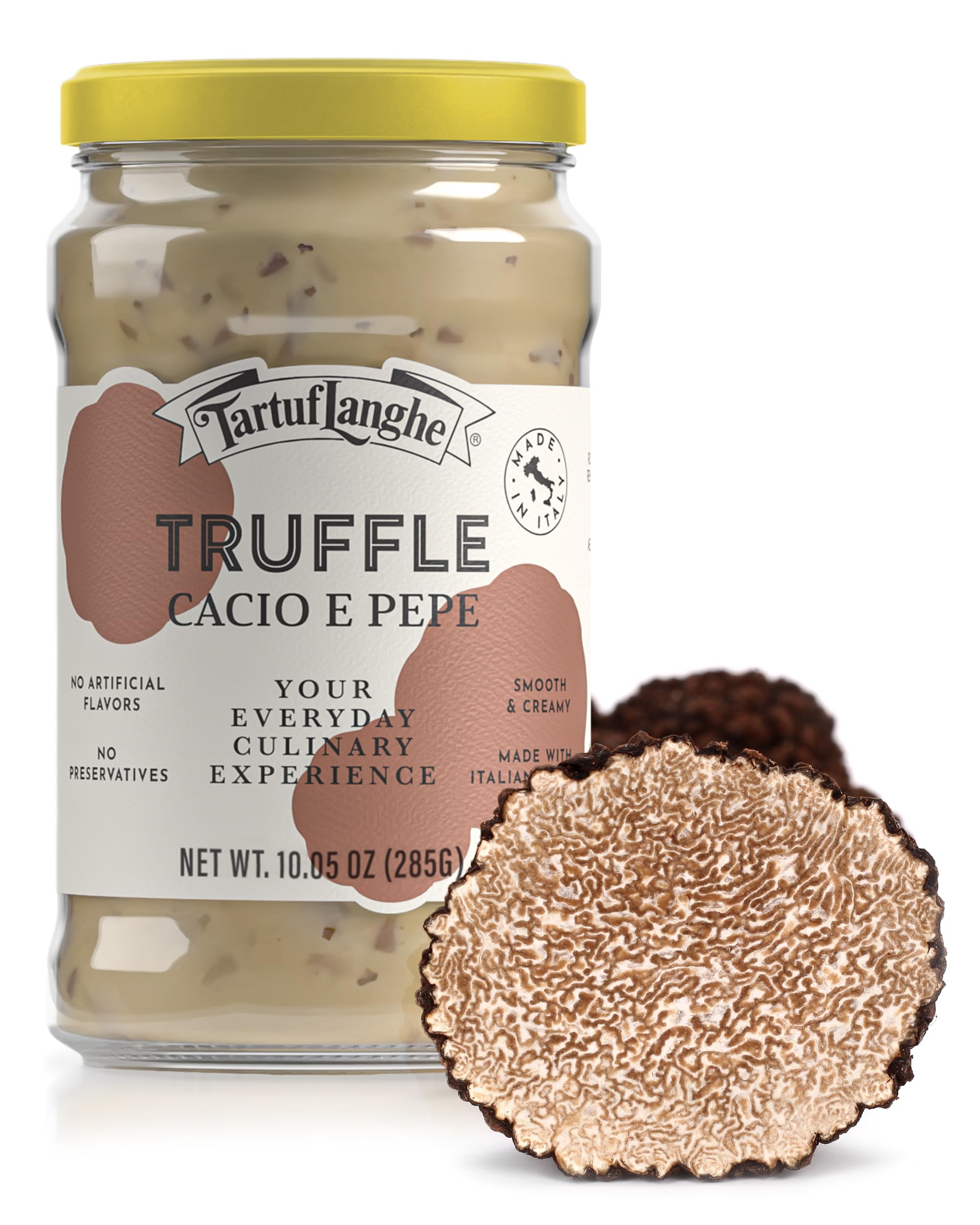 TartufLanghe Cacio e Pepe Truffle Sauce - Authentic Italian Pasta Sauce with Black Truffle & Pecorino Romano Cheese for Risottos, Gnocchi, Ravioli