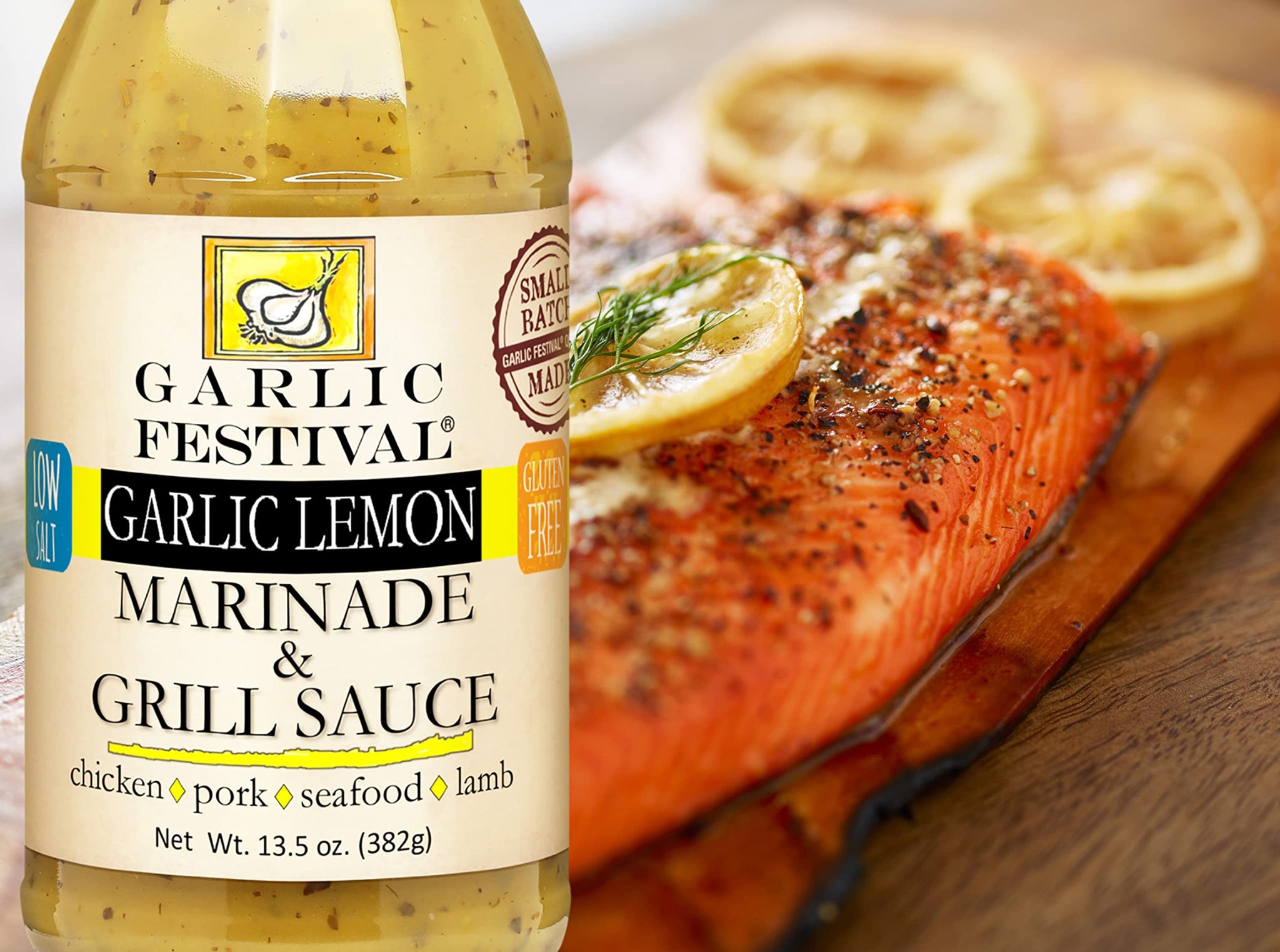 Garlic Festival Foods Garlic Lemon Marinade & Grill Sauce 13.5 oz.