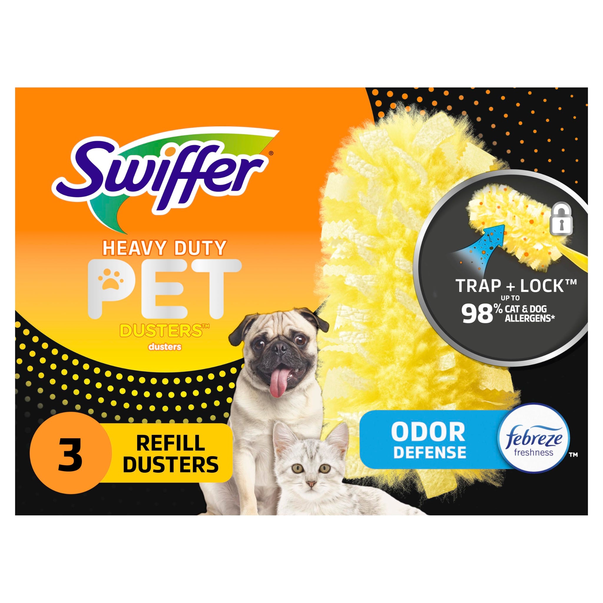 Swiffer Duster Multi-Surface Pet Heavy Duty Refills with Febreze Odor Defense, 3Count