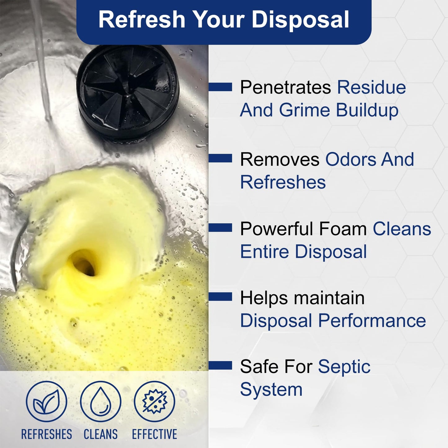 GymAora Garbage Disposal Cleaner & Deodorizer Foaming Tablets - Deep Cleans, Reduces Odors & Freshens Kitchen Sink Drain, Disposal Cleaner Tablets