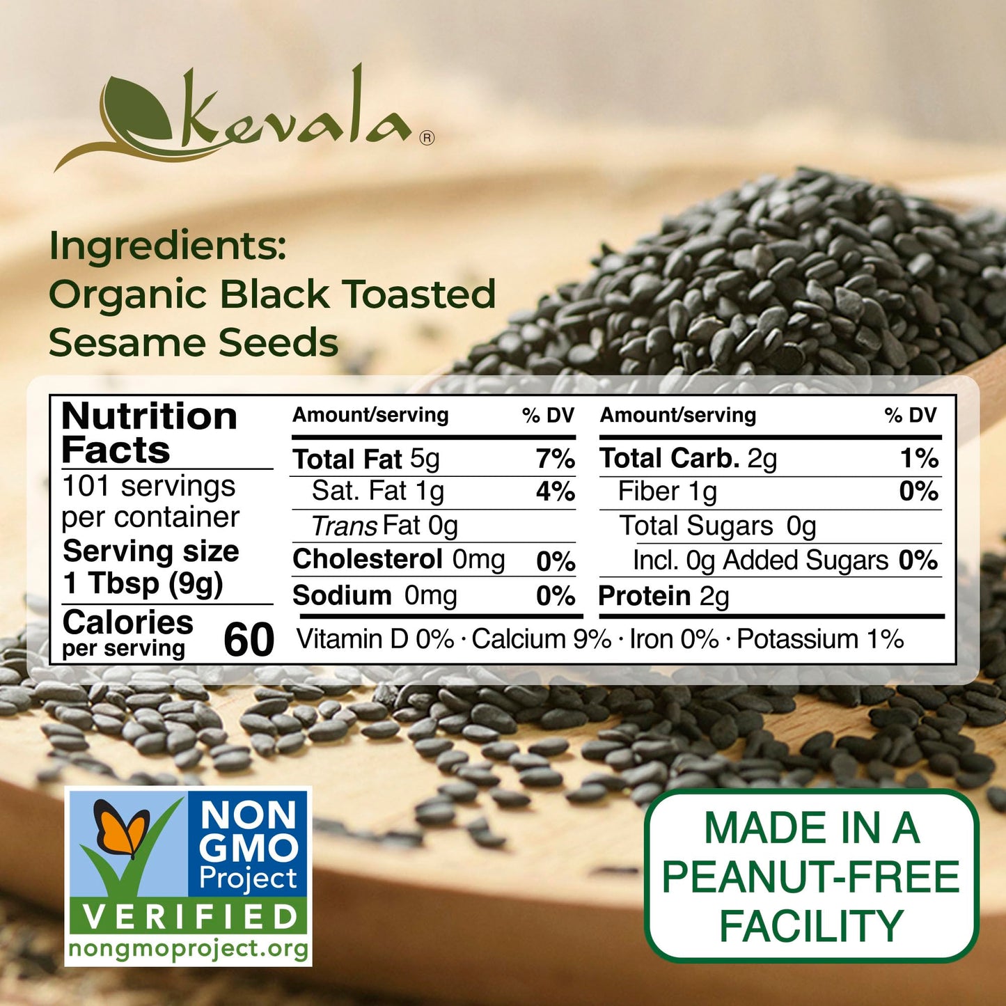 Kevala Organic Black Toasted Sesame Seeds - 2 lb, 32 oz, Baking and Cooking