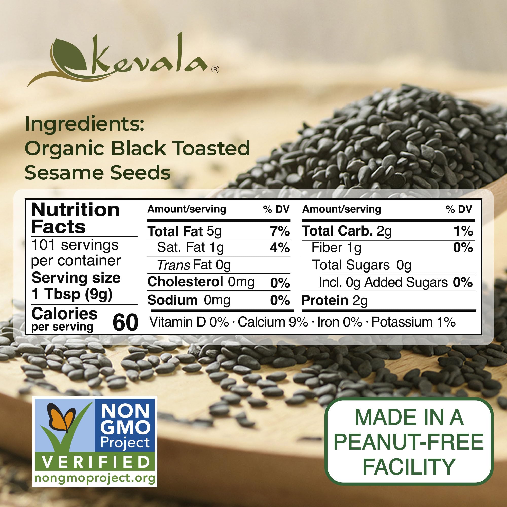 Kevala Organic Black Toasted Sesame Seeds - 2 lb, 32 oz, Baking and Cooking