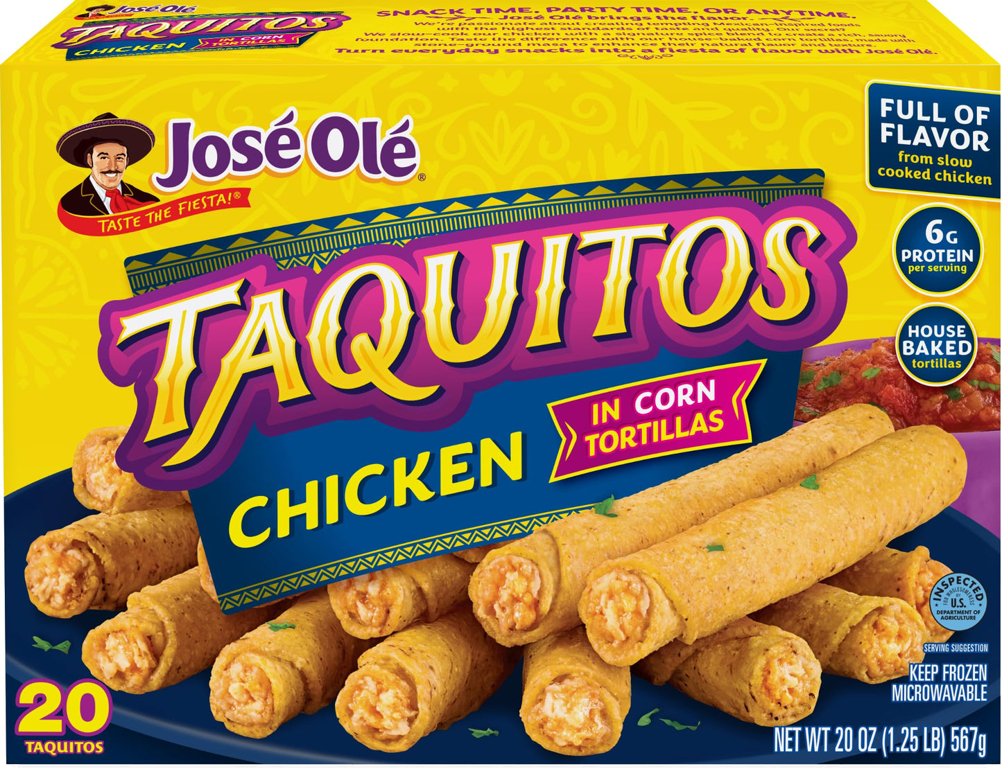 JOSE OLE FROZEN CHICKEN TAQUITO FILLED 20 OZ