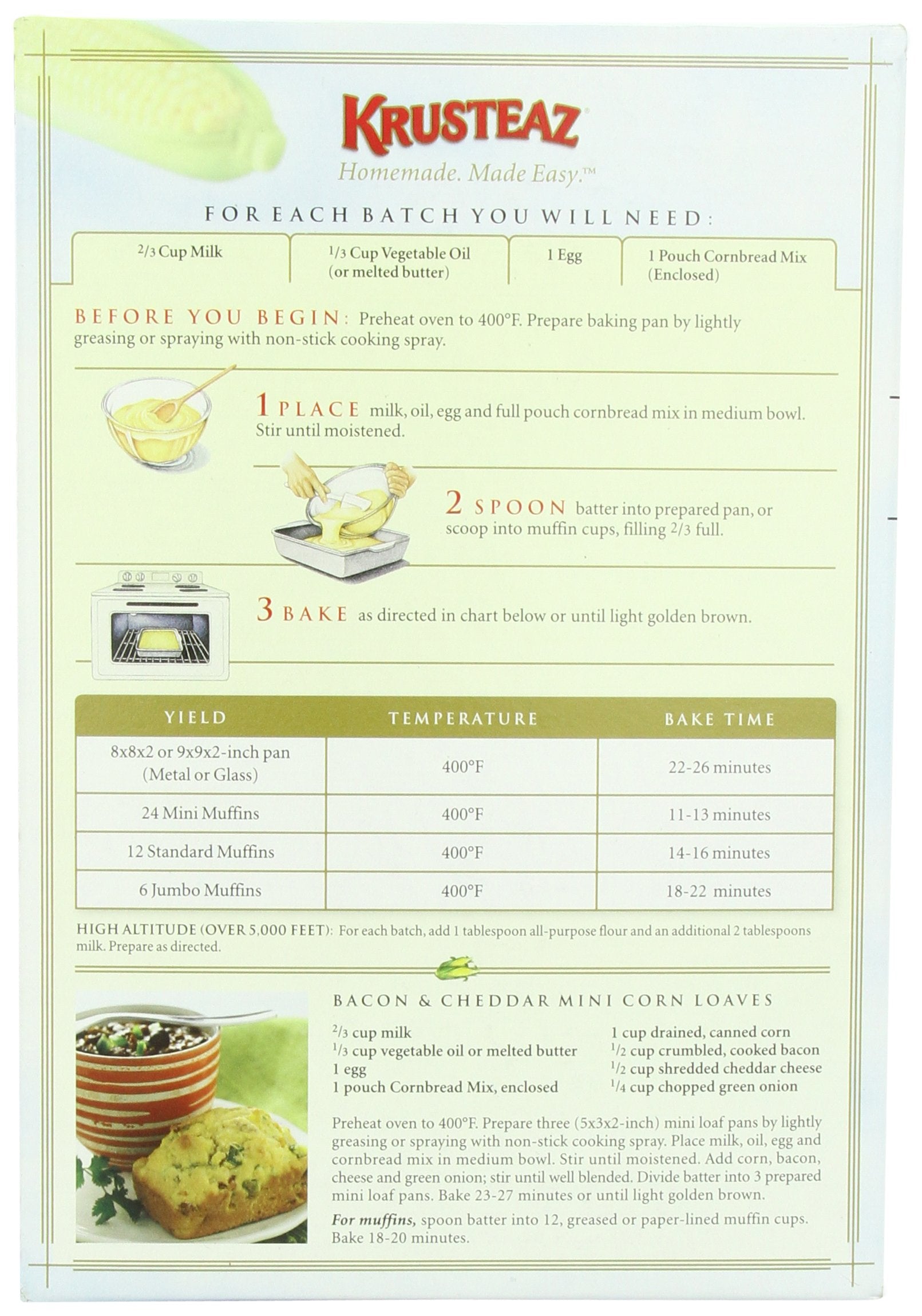 Krusteaz Natural Honey Mix, Cornbread and Muffix, 60 Ounce