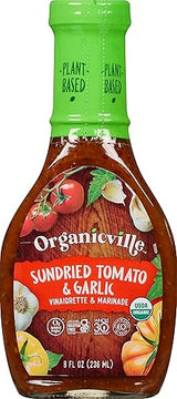 Organicville Sundried Tomato and Garlic Vinaigrette - Salad Dressings, Keto Friendly, Gluten Free, Organic, Vegan, Paleo, 0g Added Sugar, Whole 30