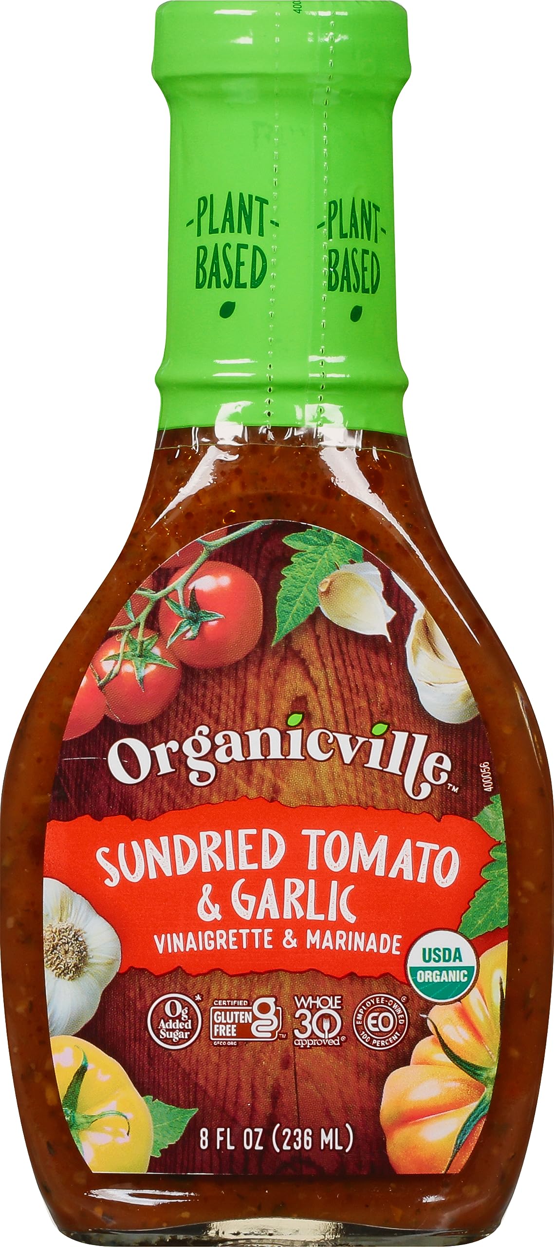Organicville Sundried Tomato and Garlic Vinaigrette - Salad Dressings, Keto Friendly, Gluten Free, Organic, Vegan, Paleo, 0g Added Sugar, Whole 30
