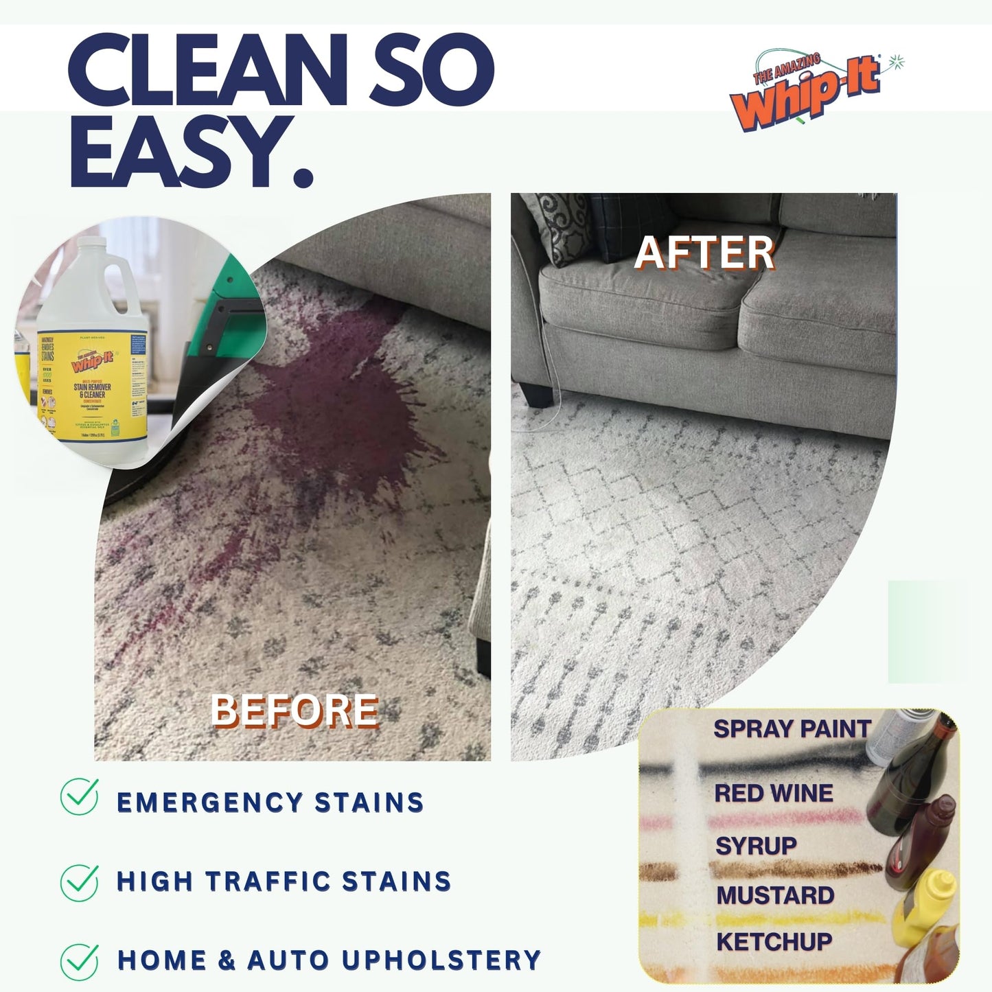 Whip It Cleaner Concentrate, Multi Purpose Stain Remover, Plant Based Enzyme Cleaner, Cleaning Food, Grease, Coffee, Wine, Baby Stains, Over 500 uses