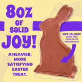 Chocolate Easter Bunny - Large Solid 1/2 lb Handmade Milk Chocolate Bunny, Not Hollow, Gift Wrapped with Bow for Easter Basket Gift for Kids