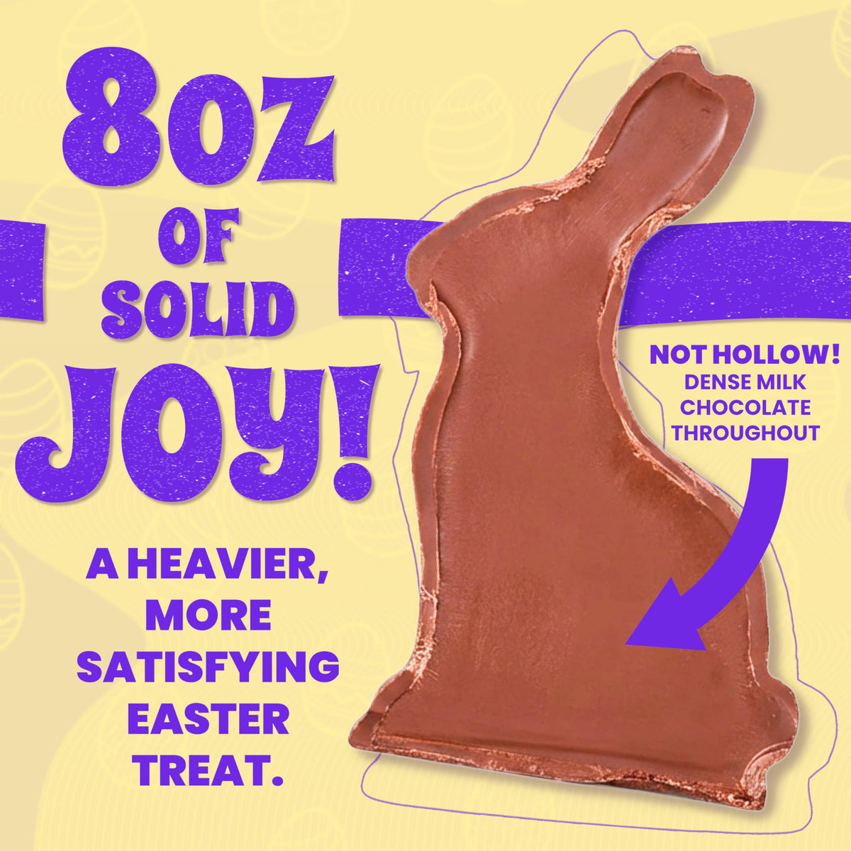 Chocolate Easter Bunny - Large Solid 1/2 lb Handmade Milk Chocolate Bunny, Not Hollow, Gift Wrapped with Bow for Easter Basket Gift for Kids