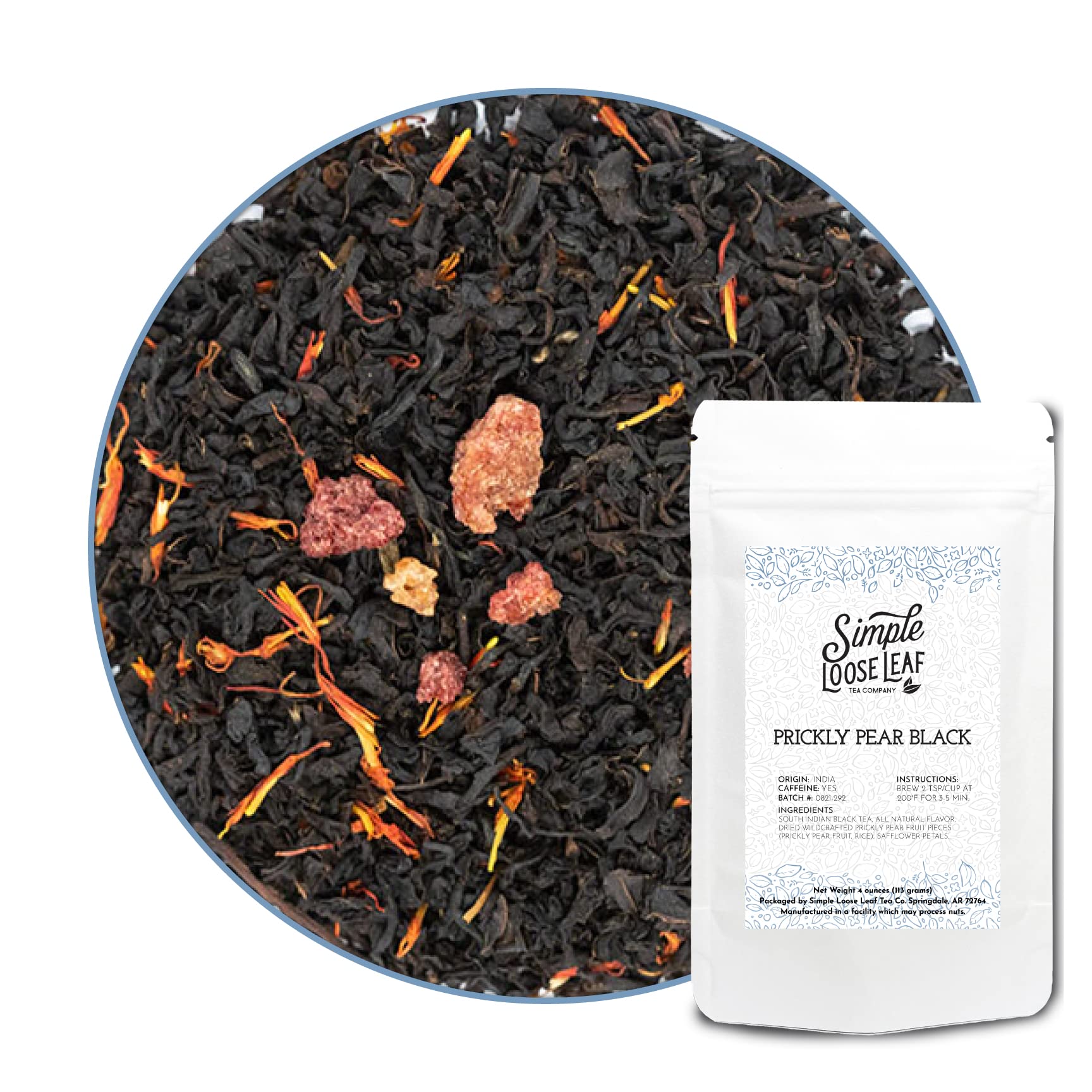 Simple Loose Leaf - Prickly Pear Black Tea - Premium Loose Leaf Black Tea - High Caffeine - Rich, Unique Flavor (1 Ounce)