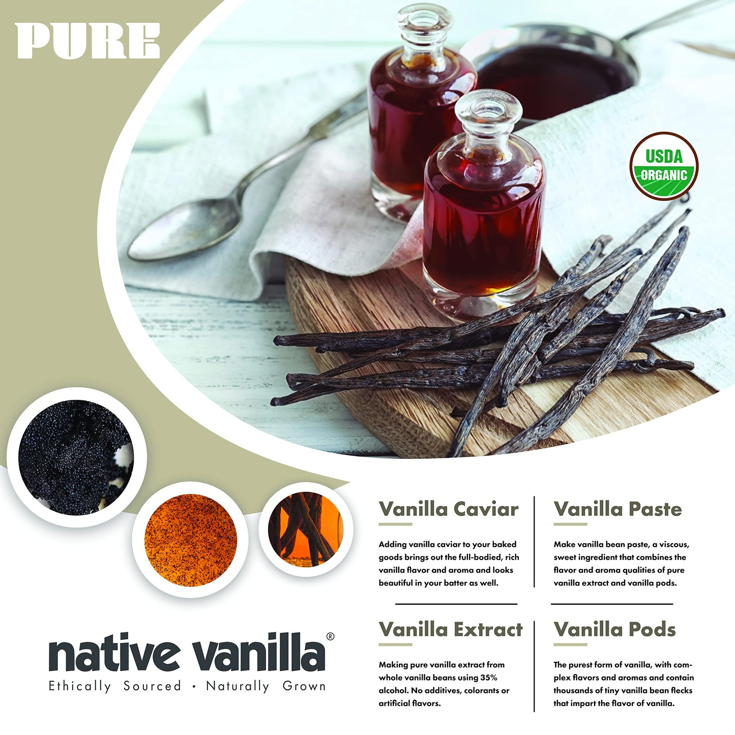 25 Organic Madagascar Vanilla Beans - Gourmet Grade A Premium Vanilla Pods - For Vanilla Extract & Baking - For Cooking, Desserts & More - 100% Vegan