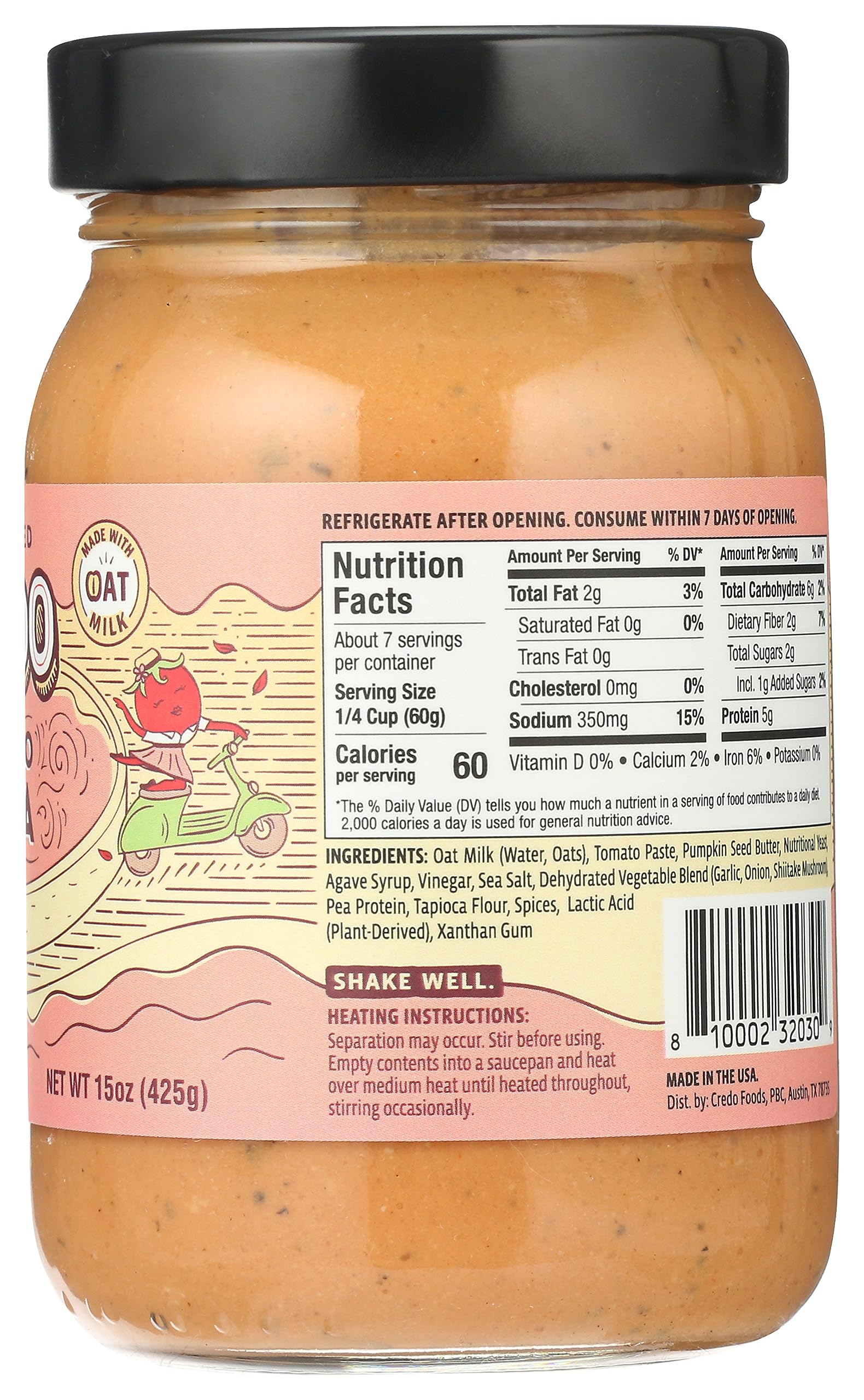 Credo Foods, Plant Based Alfredo Rosa Sauce, 15 Ounce