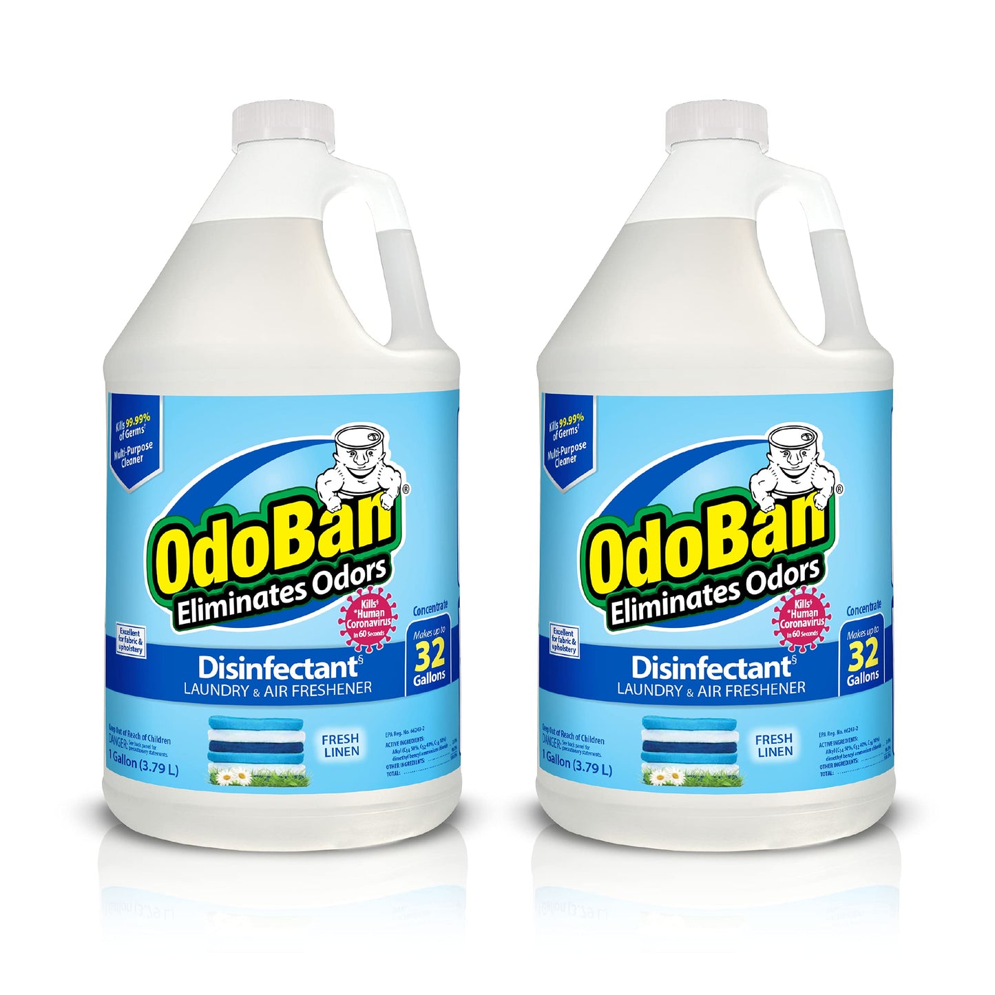 OdoBan Disinfectant Concentrate and Odor Eliminator, Made in the USA, Fresh Linen Scent, 2 Gallons
