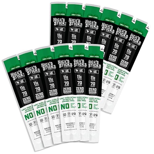 Nick's Sticks Clean & Balanced Free Range Turkey Snack Sticks | Made in the USA | Gluten Free | Paleo, Keto, Whole30 Approved | No Soy, Antibiotics or