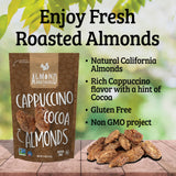 Almond Brothers Roasted Almonds - Pack of 3, 5 oz - Hand Crafted Cappuccino & Cocoa Almonds, Gluten-Free, Non-GMO