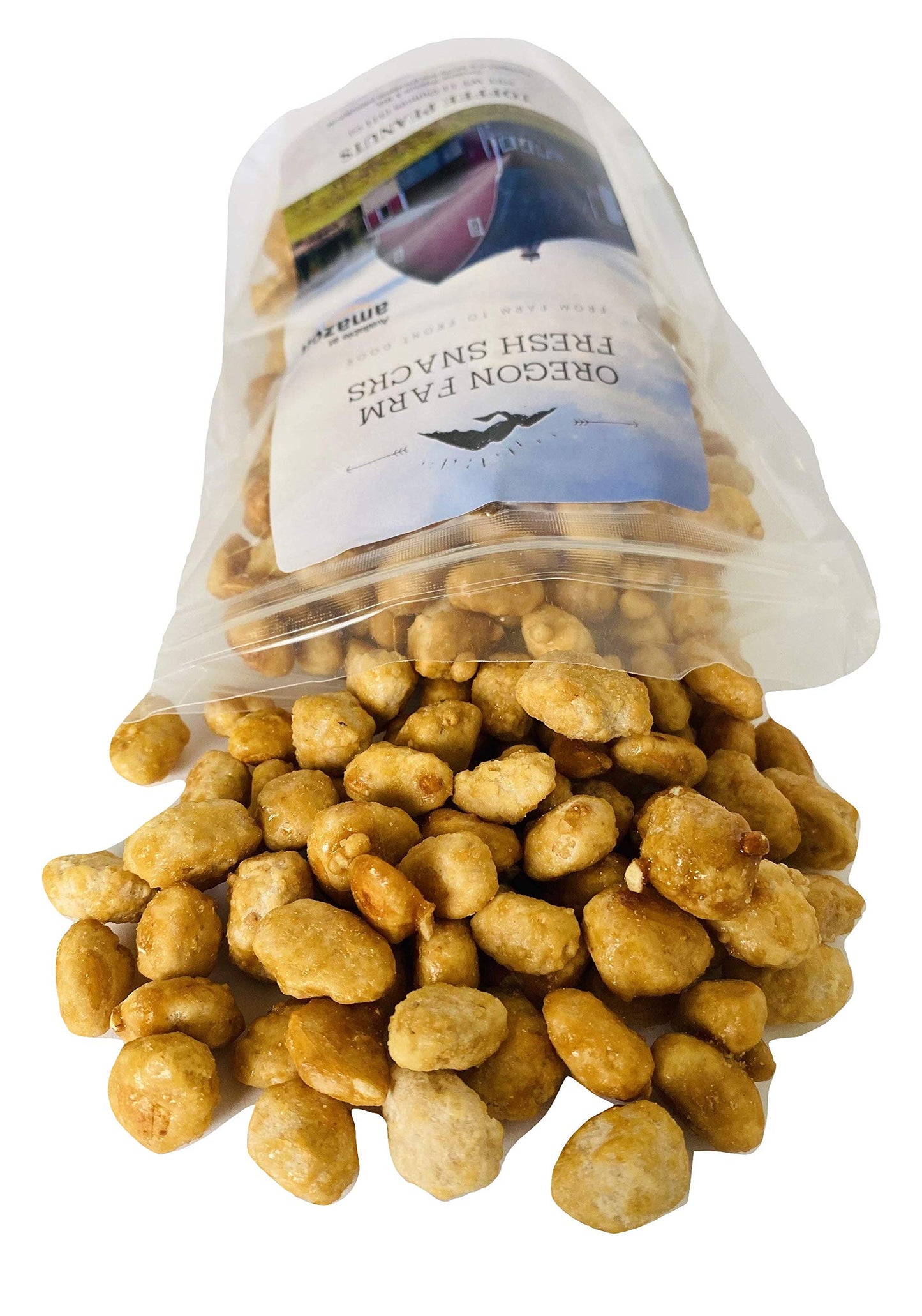 Oregon Farm Fresh Snacks Toffee Peanuts - Sun-Baked Sweet Covered in Toffee - Locally Made Butter Snack - All Natural Ingredients - Resealable Bag