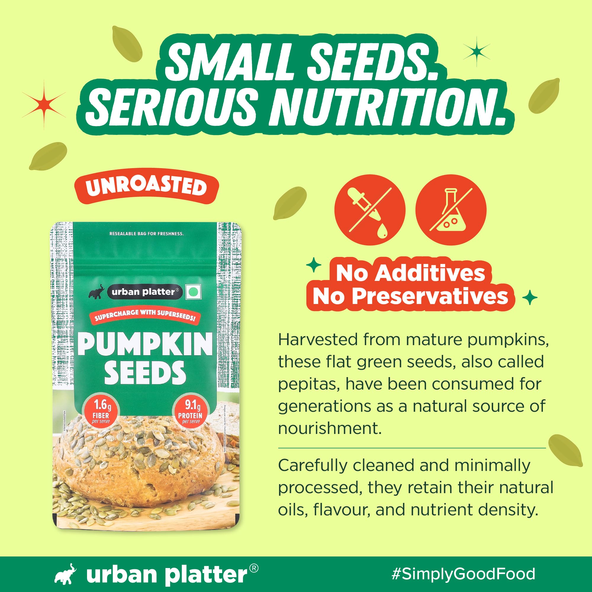 Urban Platter Raw Pumpkin Seeds, 400g [Raw, Heart-healthy, Gluten-free]