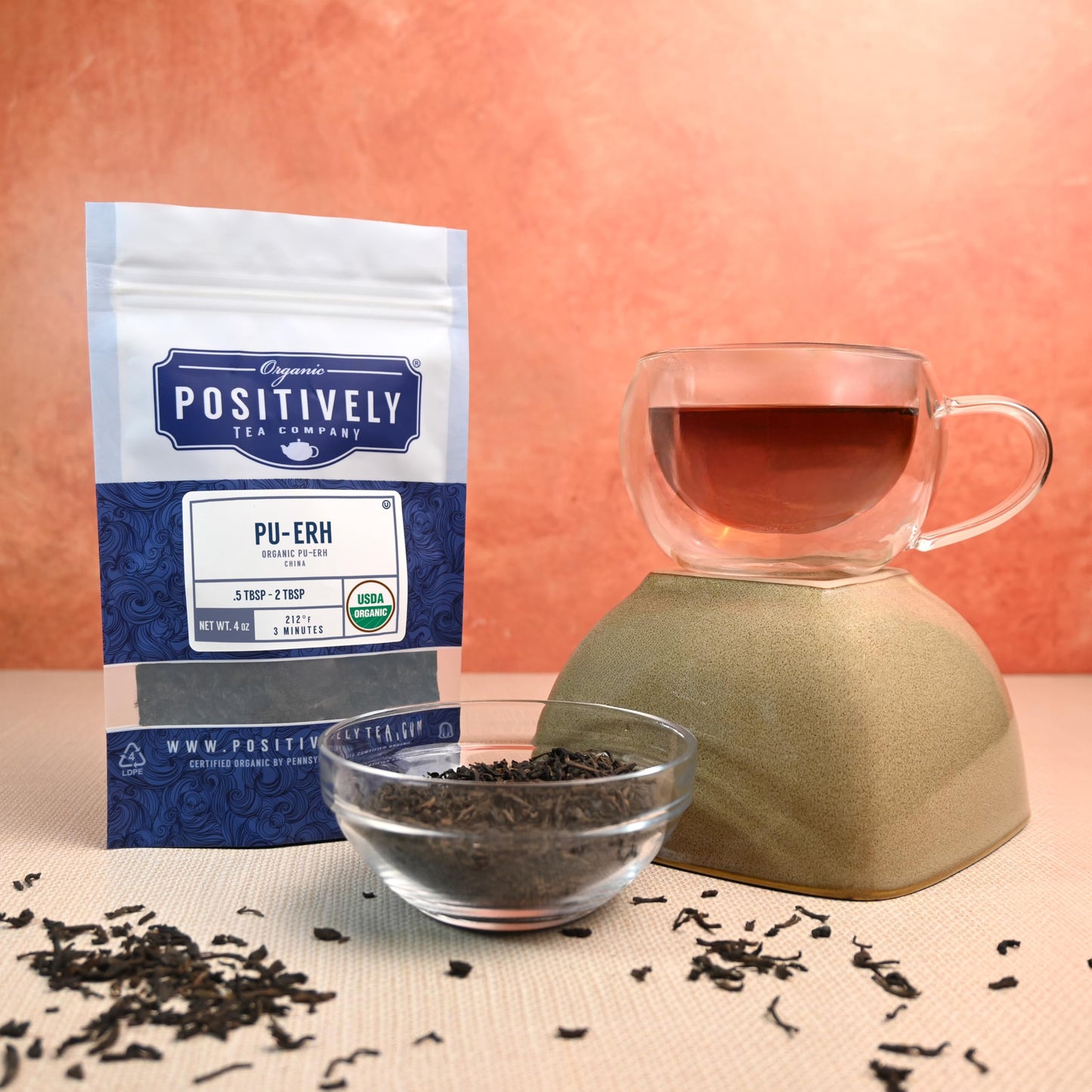 Organic Positively Tea Company, Pu-Erh Tea, Loose Leaf, 4 Ounce