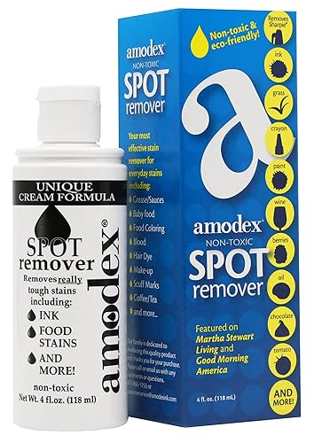 Amodex Ink & Spot Remover for Clothes, Leather and Skin - Removes Ink, Ballpoint, Sharpie, Grease and More, Works on Set-in Stains, Gentle but
