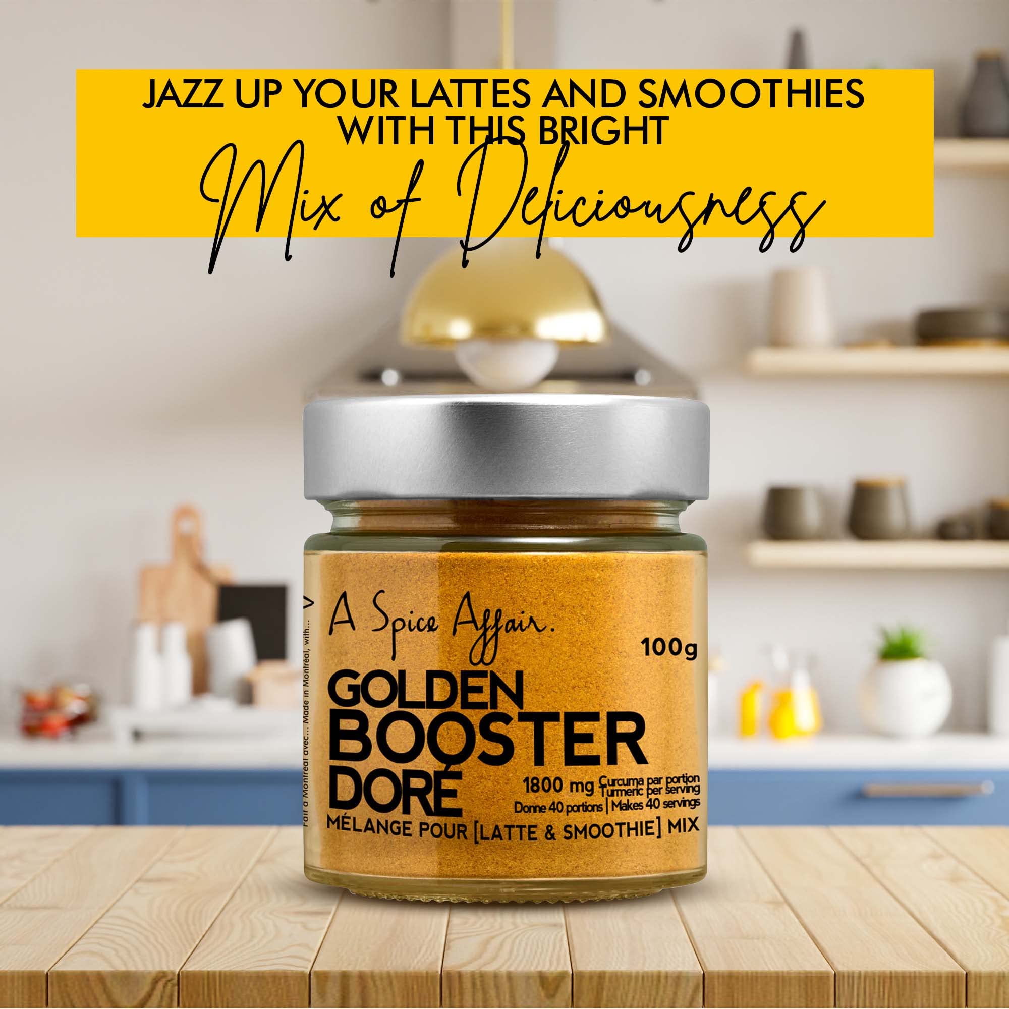 A Spice Affair's Golden Booster Dore 100 g (3.5 oz) - Black Pepper, Turmeric, Ginger - Herbs, Spice Blends & Seasonings