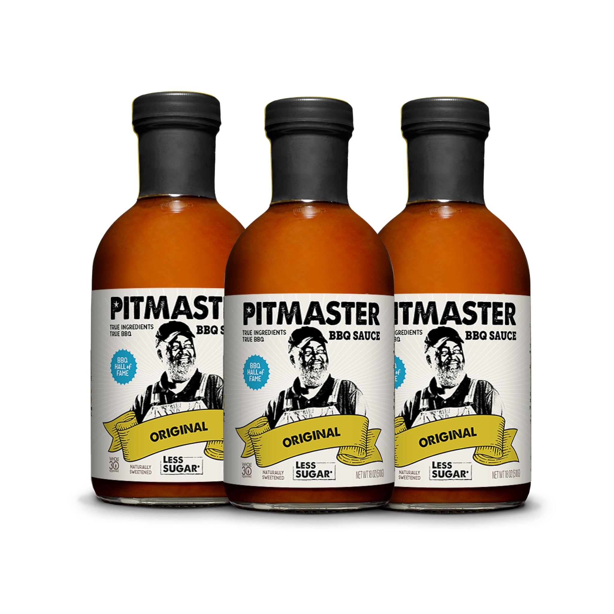 Pitmaster Original Flavor, Kansas City Style BBQ Sauce by True Made Foods & Ed Mitchell - Thick and Sweet, Low Sugar BBQ Sauce - Sweetened