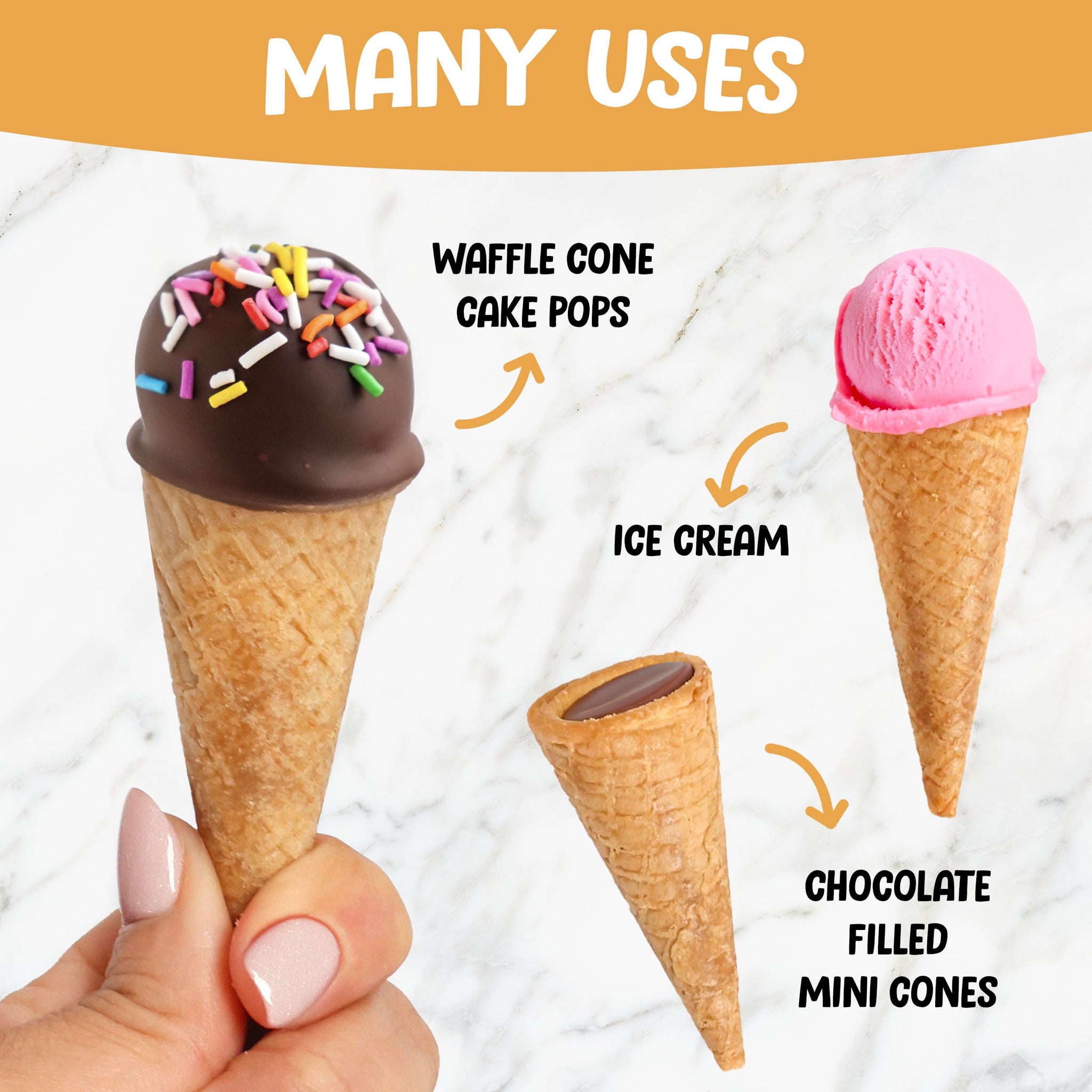 Mini Ice Cream Cones - 21 Mini Waffle Cones - Great For Cake Pops and More - Tiny Waffle Ice Cream Cones - Mini Sugar Cones - Packed For Safe Delivery