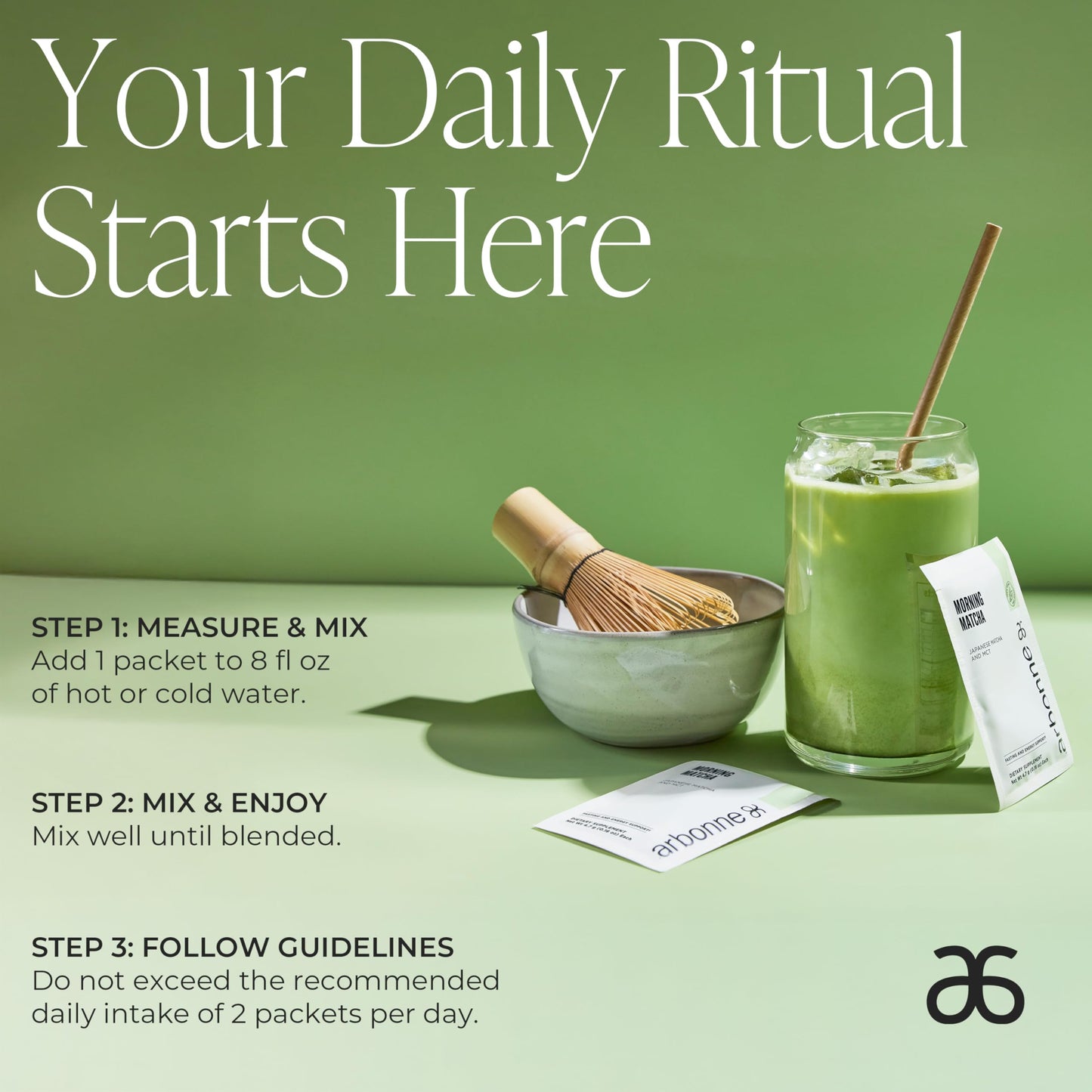 Arbonne Morning Matcha Green Tea Powder - Organic Japanese Matcha Powder with MCT Oil for Sustained Energy, Focus & Antioxidant Support - Vegan
