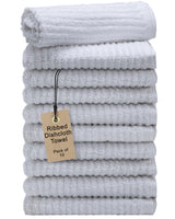 Textila Bar Mop Towels - 12x12 Inches - Pack of 10 - White - Cotton Dish Cloths & Cleaning Towels for Kitchen, Bar, Restaurant, Household Use