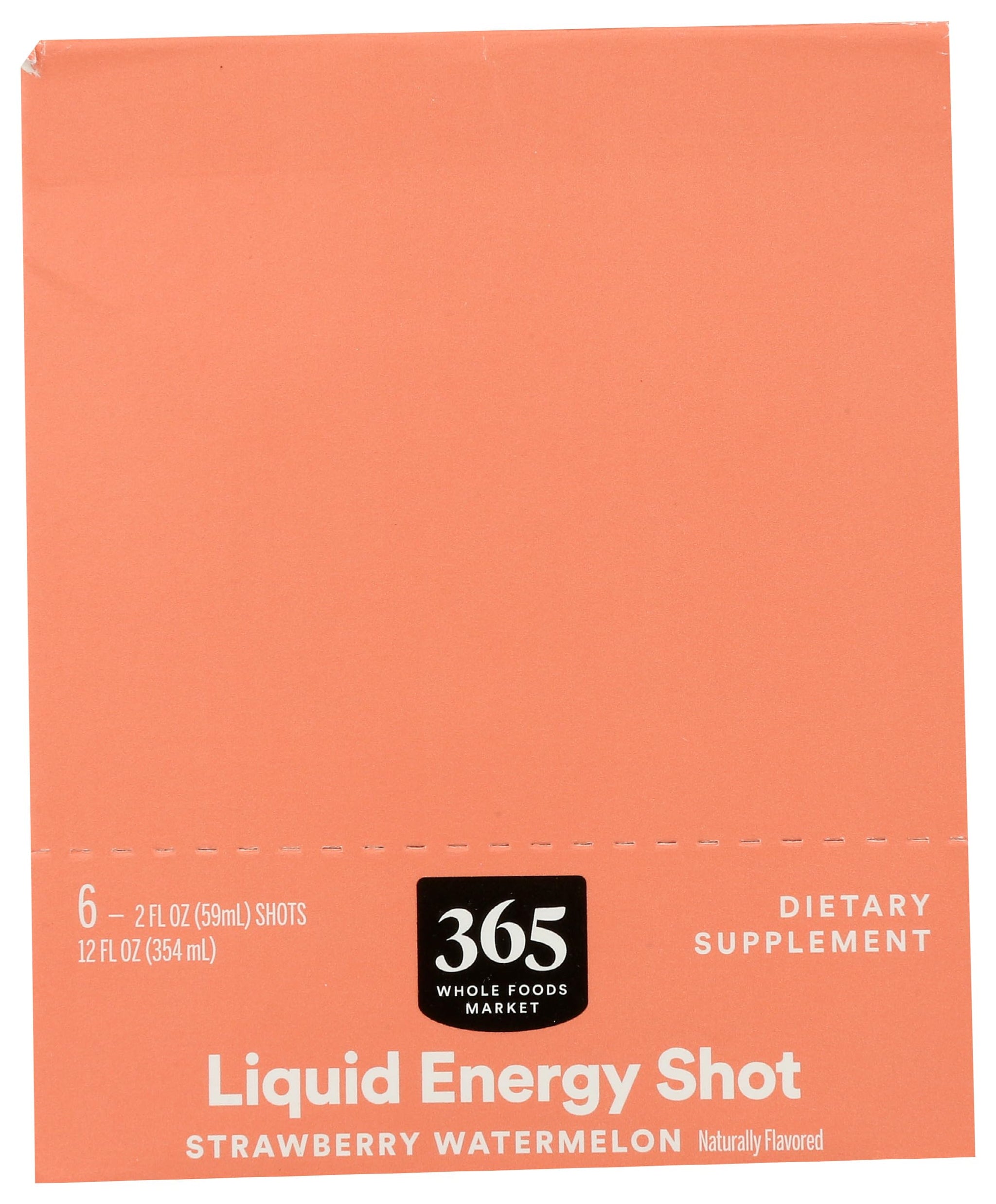 365 by Whole Foods Market, Energy Shot, Strawberry Watermelon, 2 Fl Oz, 6 Pack