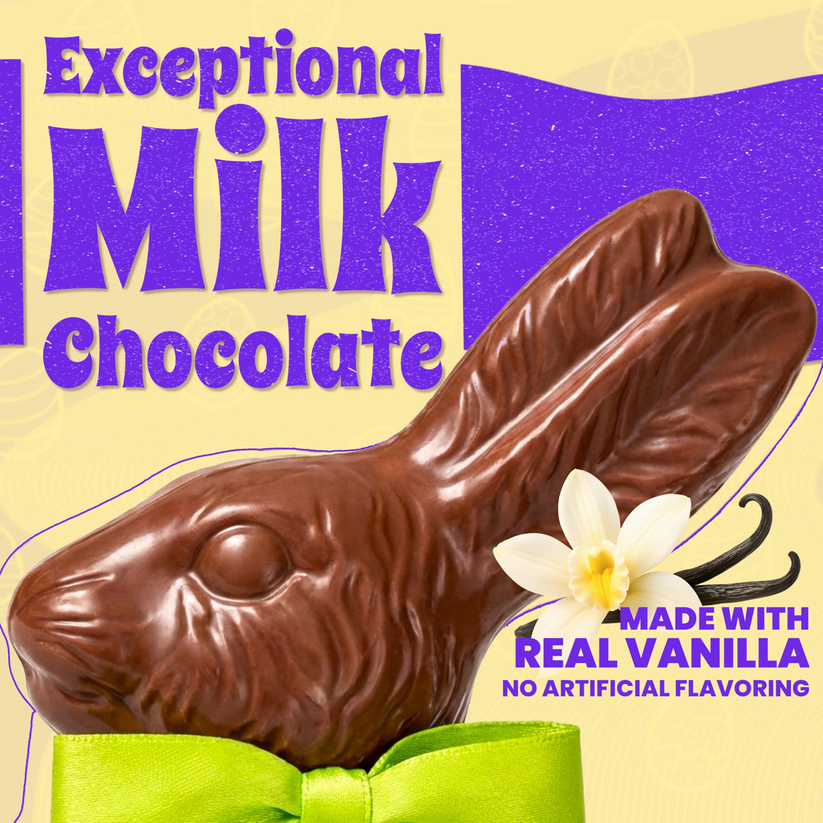 Chocolate Easter Bunny - Large Solid 1/2 lb Handmade Milk Chocolate Bunny, Not Hollow, Gift Wrapped with Bow for Easter Basket Gift for Kids