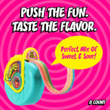 Push Pop Gummy Roll Candy Gummies, 8 Ct Individually Wrapped Gummies in Assorted Fruity Flavors, Full Size Fun Chewy Candy For Party Favors, Birthday