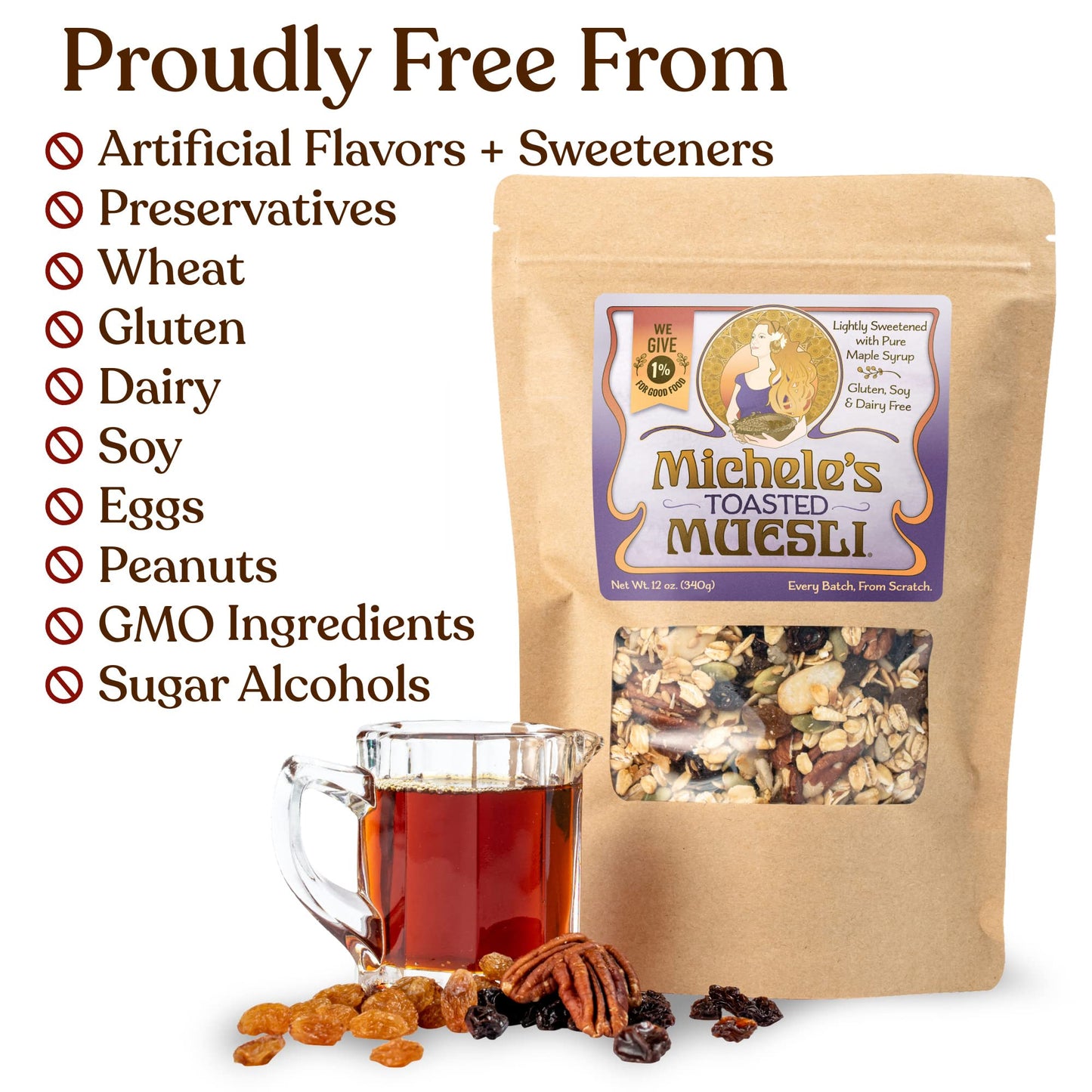 Michele's Granola Toasted Muesli, No Refined Sugar, Gluten Free & Non-GMO, 12 Ounce, Pack of 6