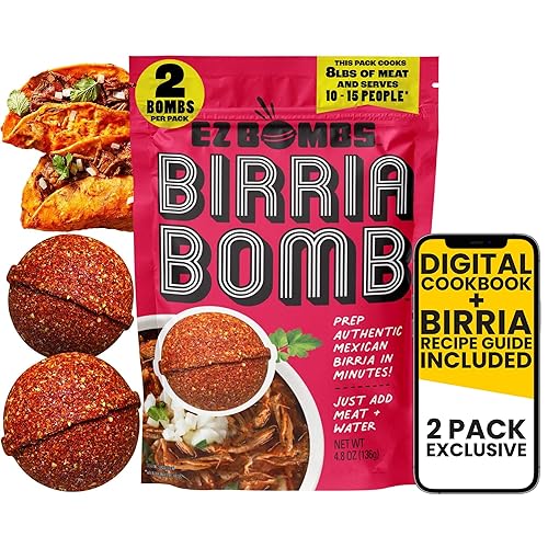 EZ Bombs Birria Bomb Seasoning, Pack of 2 - Authentic Mexican Spice Mix + Exclusive Digital Recipe Guide - Perfect for Tacos, Burritos, Nachos