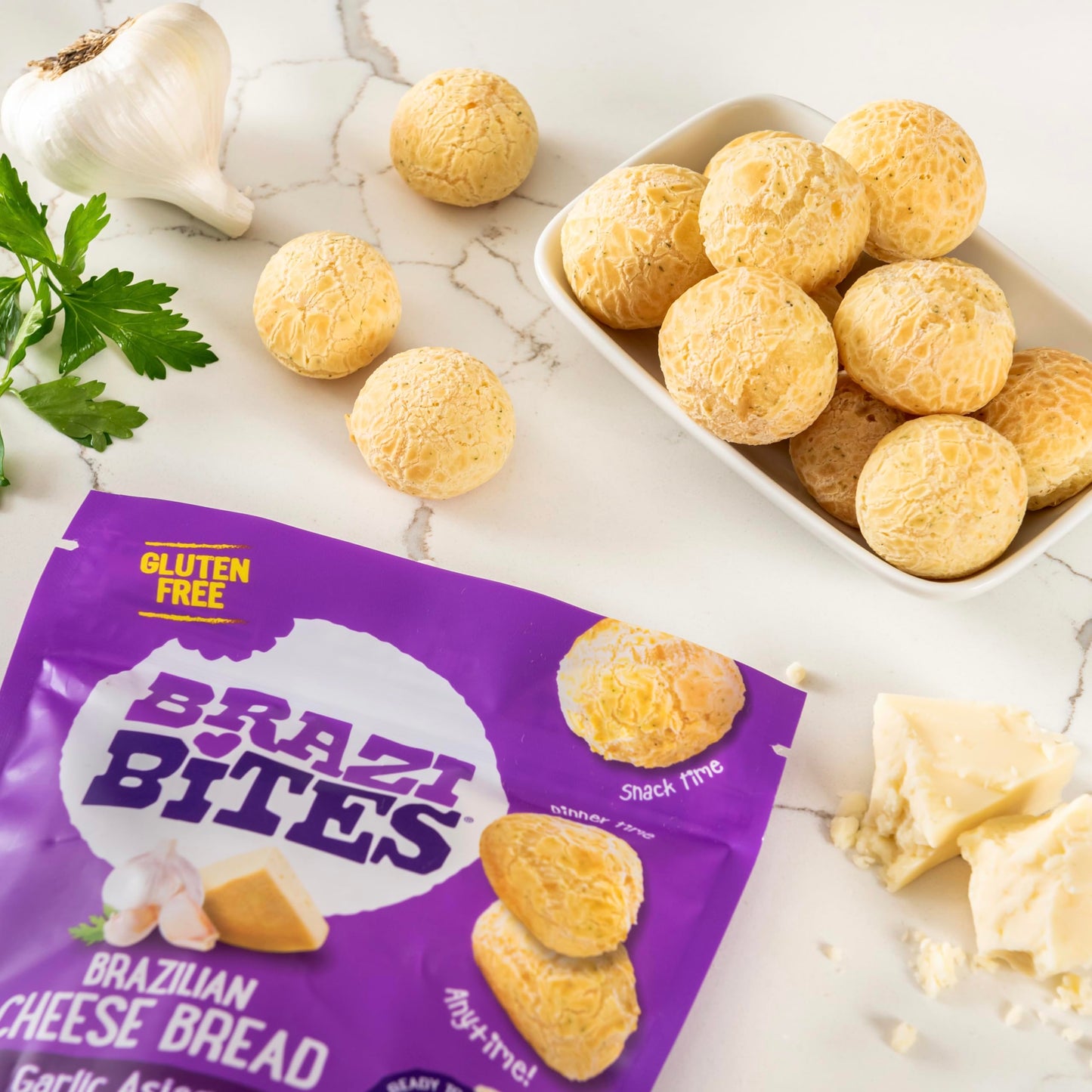 Brazi Bites Garlic Asiago Brazilian Cheese Bread, 11.5 OZ
