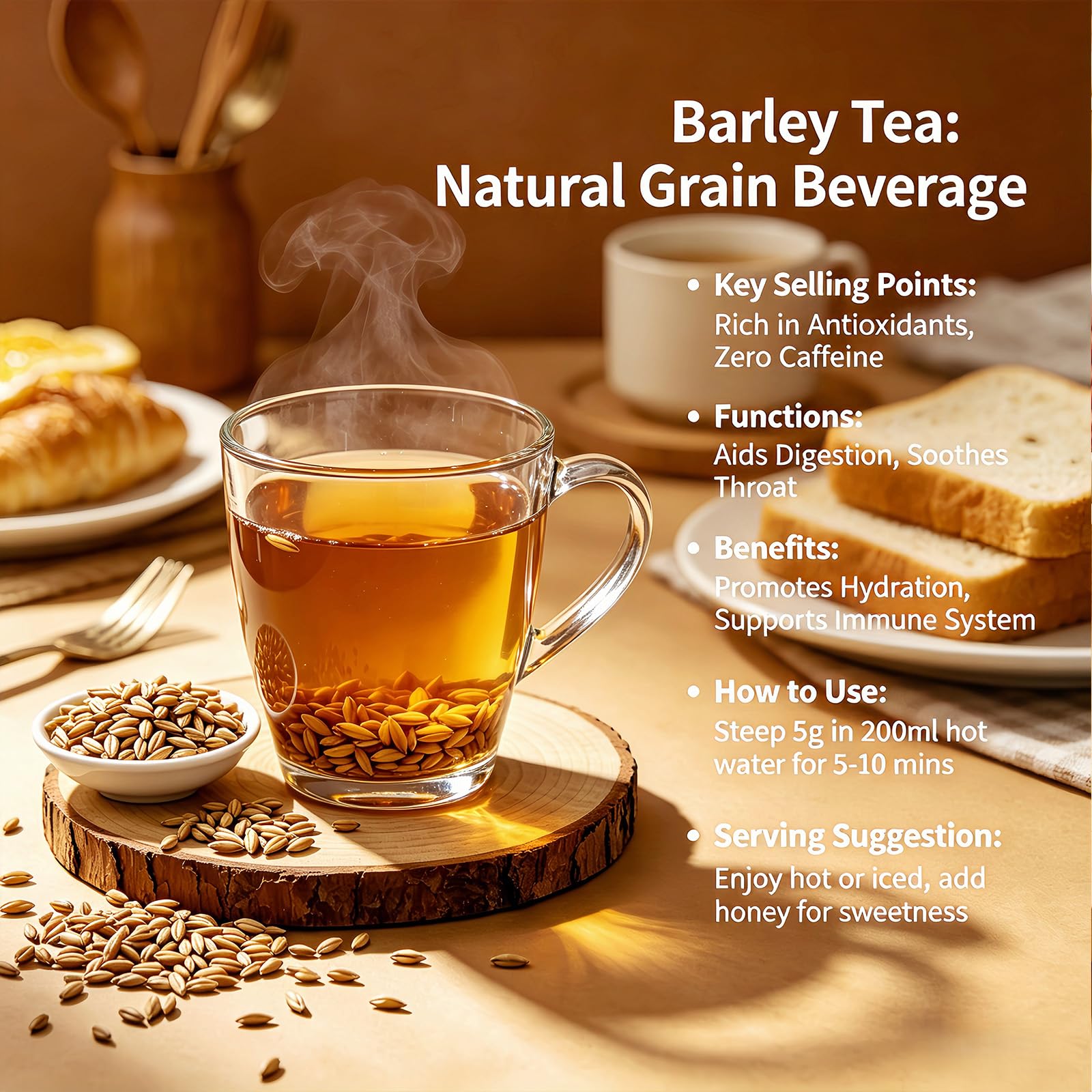 10.5 oz Roasted Barley Tea - Caffeine-Free, Sugar-Free | Nutty Korean-Style Grain Tea | 300 g