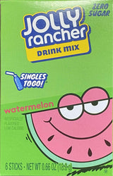 Lot of 6 (6-ct.) Boxes Mixed Variety JOLLY RANCHER ~ 3 Green Apple & 3 Watermelon. ~Singles to Go! Sugar Free Drink Mix.