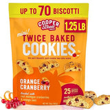Cooper Street Twice Baked Orange Cranberry Biscotti Cookies - 1.25 Lb - Light and Crispy Coffee Cookie Bites - Low Calorie Italian Snacks for Adults