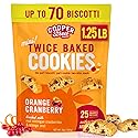 Cooper Street Twice Baked Orange Cranberry Biscotti Cookies - 1.25 Lb - Light and Crispy Coffee Cookie Bites - Low Calorie Italian Snacks for Adults