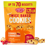Cooper Street Twice Baked Orange Cranberry Biscotti Cookies - 1.25 Lb - Light and Crispy Coffee Cookie Bites - Low Calorie Italian Snacks for Adults