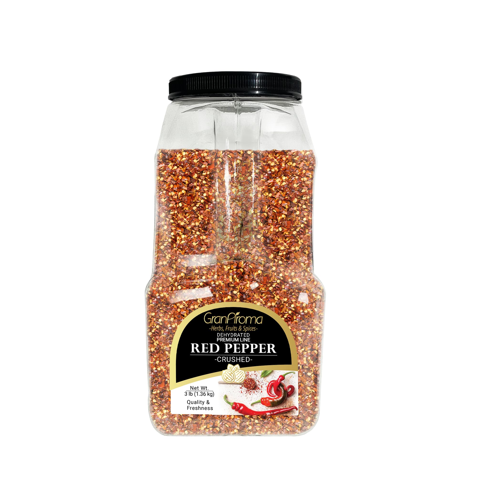 GranAroma Crushed Red Pepper, Dry Rubs & Marinades, Spicy Seasoning, Pizza Topping (3 Pound)