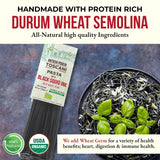 ANTICHI PODERI TOSCANI Organic Black Squid Ink Pasta Linguine - Black Pasta Noodles Made with Durum Wheat Semolina, Squid Ink, and Wheat Germ