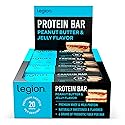 Legion Protein Bar Peanut Butter Jelly - 100% Whey Protein, Soy Free Protein Bars with Prebiotic Fiber - Low Fat Healthy Protein Bar - Gluten Free